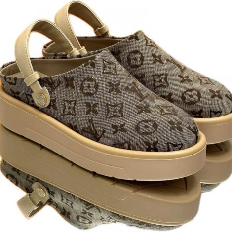 Louis Vuitton Aspen Platform Terlik Kahverengi - Louis Vuitton Kadin Terlik Louis Vuitton Terlik Louis Vuitton Women Aspen Platform Sandals Kahverengi